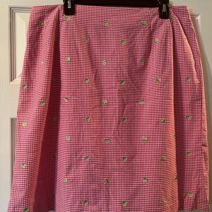 Talbots 16W Skirt || Pink Gingham with Limes